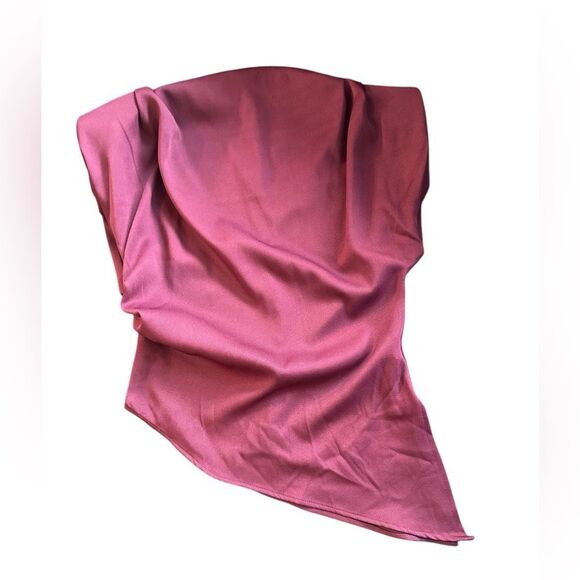 Elegant Shoulder Pad Assymetrical Blouse Burgundy, Brown & Black Med & Lg - Picture 8 of 12